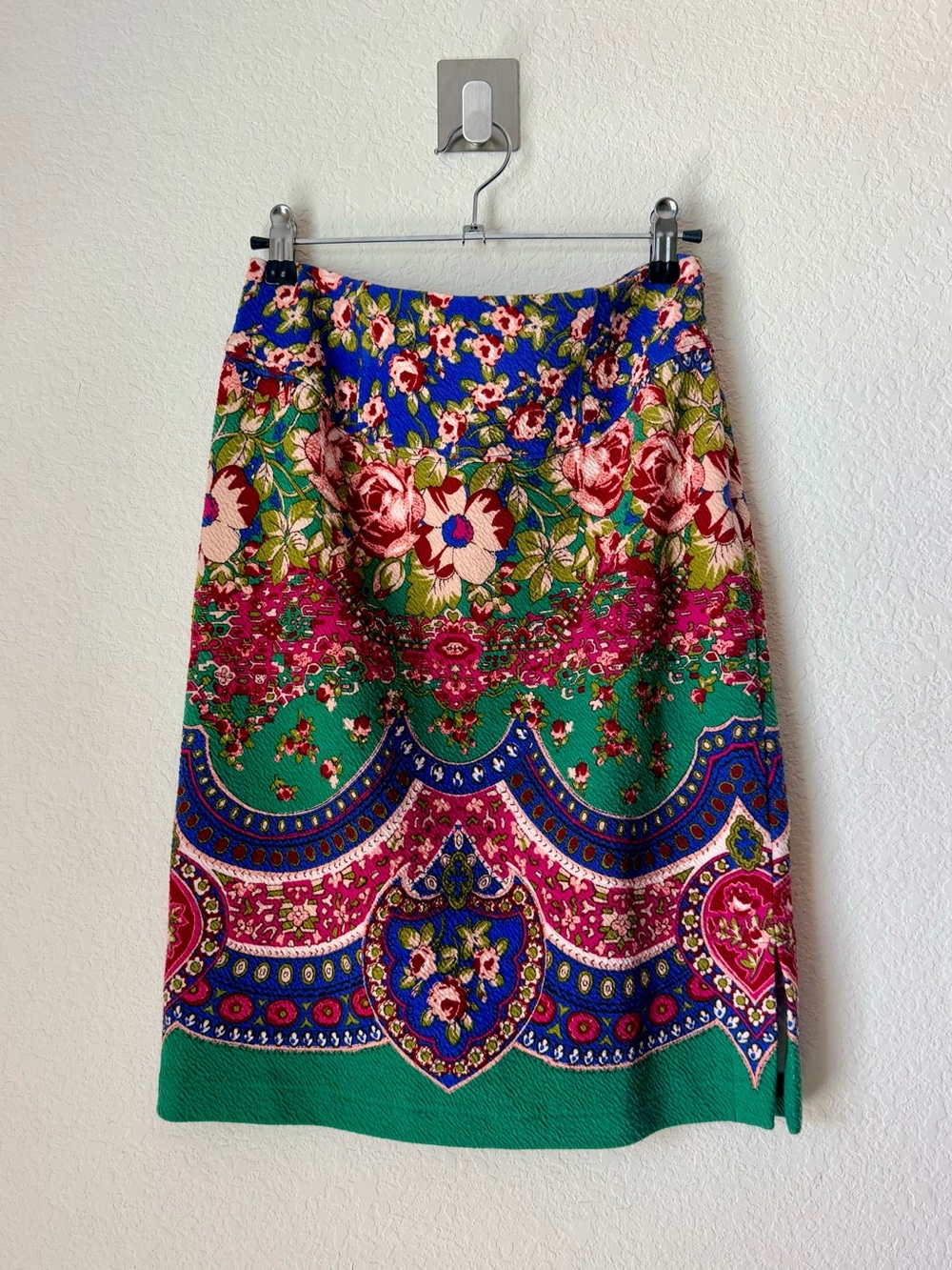 Anthropologie Floral-Pattern Skirt in Green, Pink, Blue